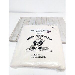 New Crib Critters Knit Twin Sheet Hugger Top Sheet 100% Cotton - USA - Off White